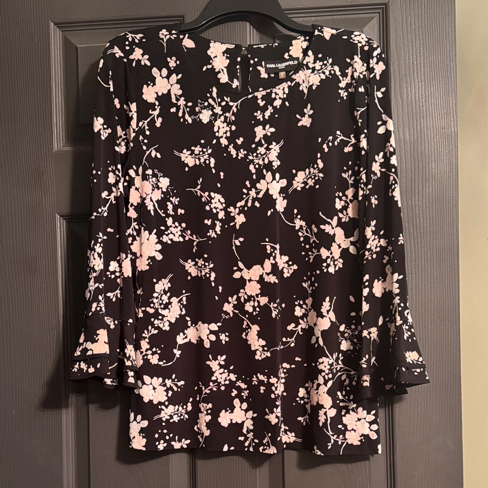 Karl Lagerfeld Black and White Floral Blouse